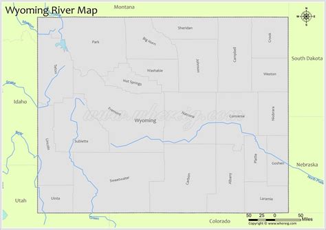 Wyoming River Map, Rivers & Lakes in Wyoming (PDF) - Whereig.com