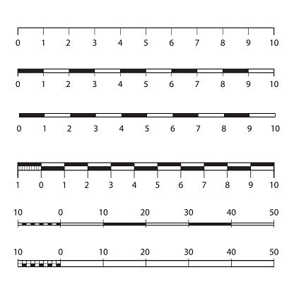 Vektor Karta Skalar Grafik För Att Mäta Avstånd Uppsättning Metriska Linjaler I Platt Stil Mäta ...