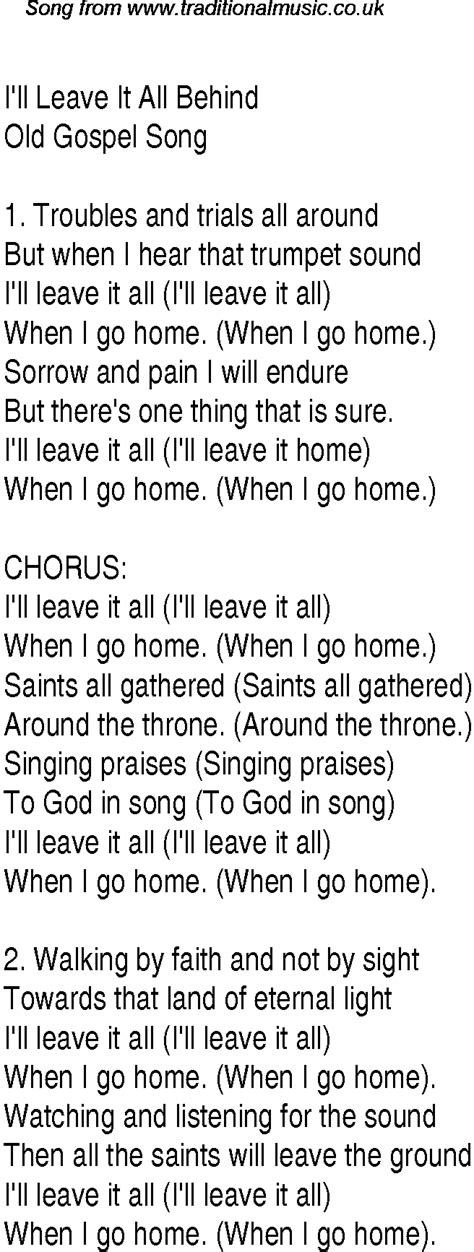 I'll Leave It All Behind - Christian Gospel Song Lyrics and Chords