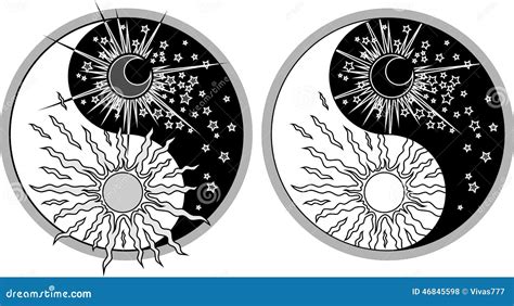 Yin & Yang - Day & Night stock vector. Image of astronomy - 46845598