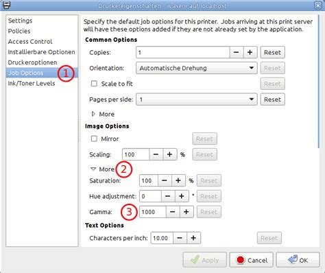 Printing on Linux: Adjusting brightness