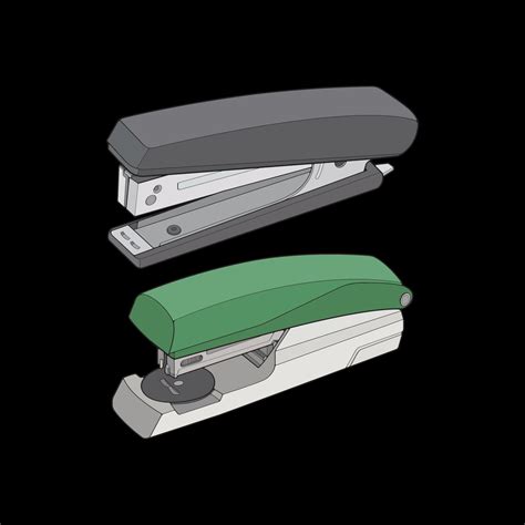 Set of stapler in vector art style, isolated on black background ...