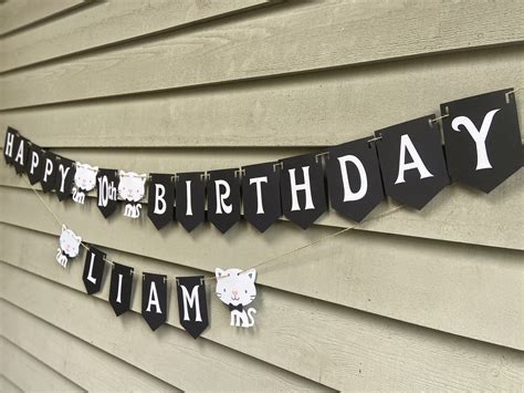 Cat Birthday Banner Kitty Birthday Cat Birthday Decor - Etsy