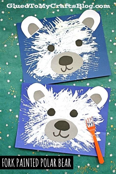 Fork Painted Polar Bear - Kid Craft - Glued To My Crafts | Bear crafts ...