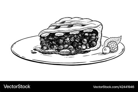 Blueberry pie on plate Royalty Free Vector Image