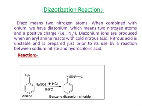 Diazotisation and coupling reaction | PPT