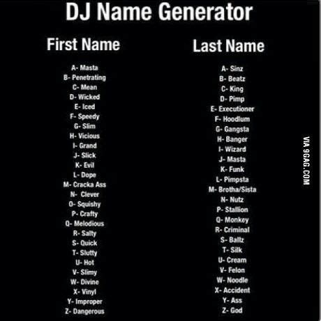 DJ NAME GENERATOR | Funny name generator, Funny names, Name generator