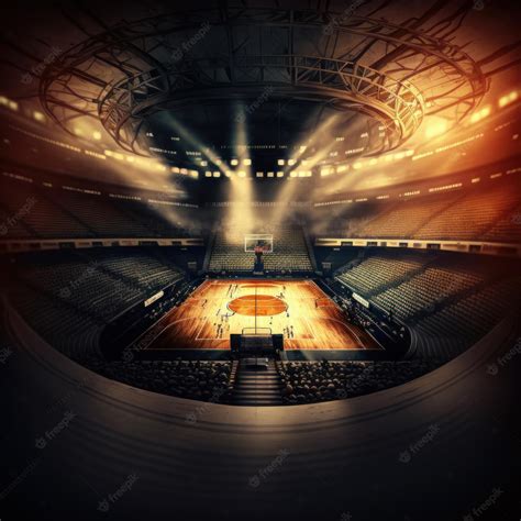 Interior view of an illuminated basketball stadium Illustration AI ...