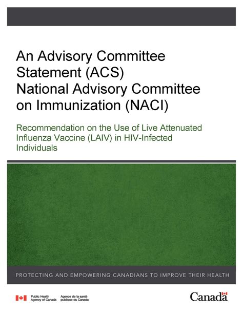 Recommendation on the Use of Live Attenuated Influenza Vaccine (LAIV) in HIV-Infected ...