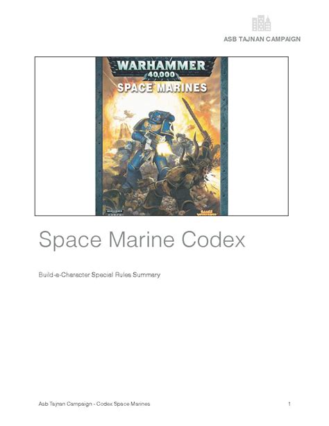 Robertson's Rules of Disorder: Space Marine Codex Build-a-Character Rules