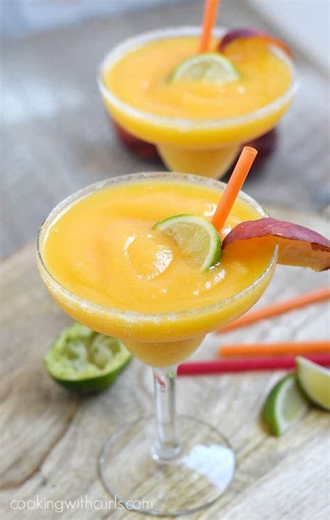 Frozen Peach Margaritas - Cooking With Curls