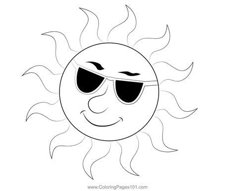 Sun Wearing sunglasses Coloring Page for Kids - Free Planets Printable ...