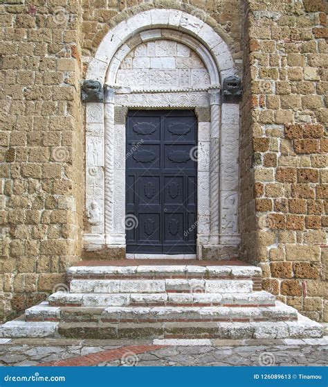 Main Door of Sovana Cathedral in Tuscany, Italy Stock Image - Image of ...