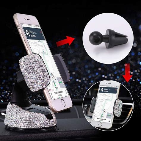 Car Phone Holder Adjustable Universal Bling Strong Sticky Dashboard Air Vent Base Car Air Vent ...