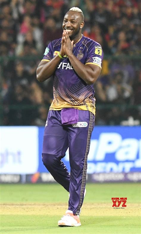 Bengaluru : KKR's Andre Russell celebrates a dismissal during the IPL ...