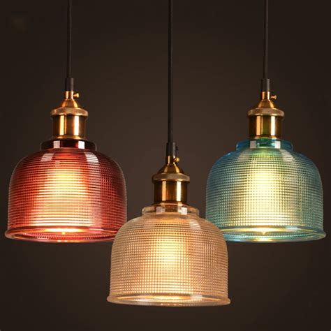 Modern simple colorful glass pendant light E27 4 color led hanging lamp ...