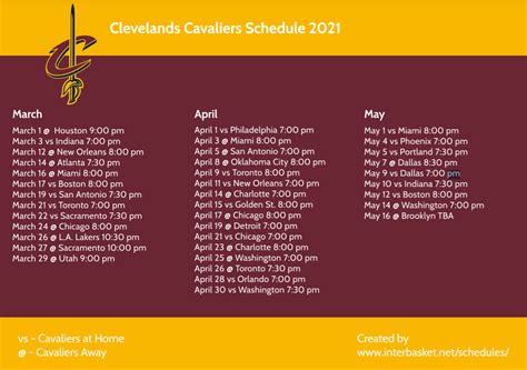 Cleveland Cavaliers Schedule Printable - Free Printable Templates