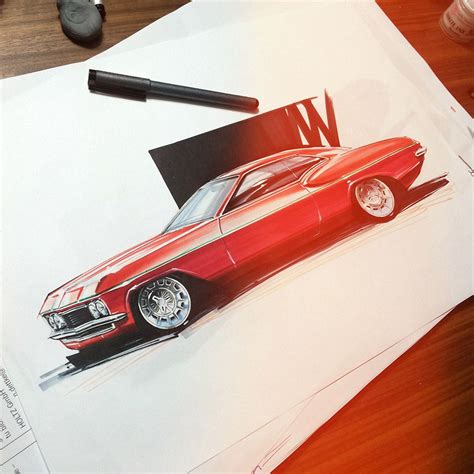 a photo in my class visual representation techniques...no1. Chip Foose style rendering. Sketch ...