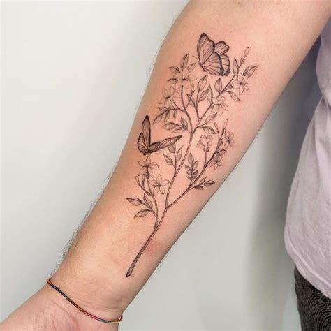 jasmine flower tattoo arm - btslineartdrawingsimplejungkook