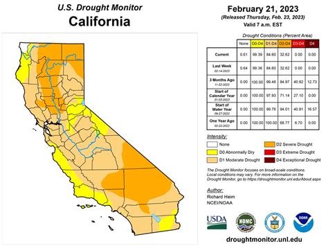 California and National Drought Summary for February 21, 2023, 10 Day Weather Outlook, and ...