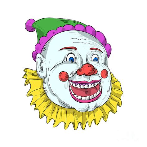 Vintage Circus Clown Smiling Drawing Digital Art by Aloysius Patrimonio