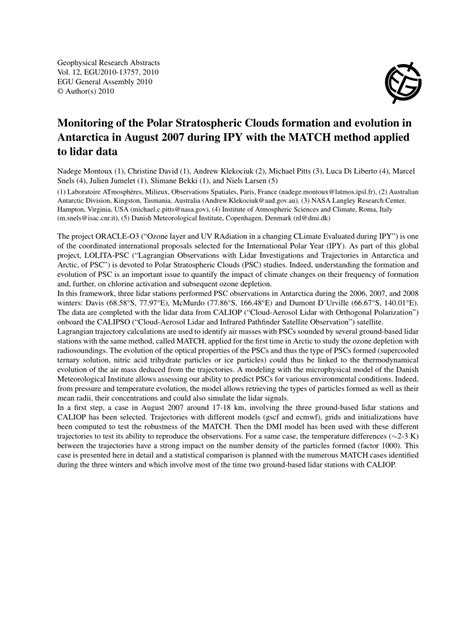 (PDF) Monitoring of the Polar Stratospheric Clouds formation and ...