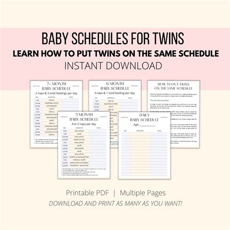 Twin Schedules Printable Example Baby Schedules for Twins - Etsy in 2022 | Baby schedule ...