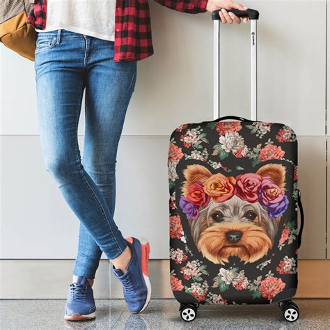 Floral Yorkie Luggage Cover