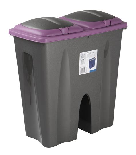 Double Recycling Waste Bin Duo Rubbish Plastic Cardboard Disposal 2 x 25 Litre | eBay