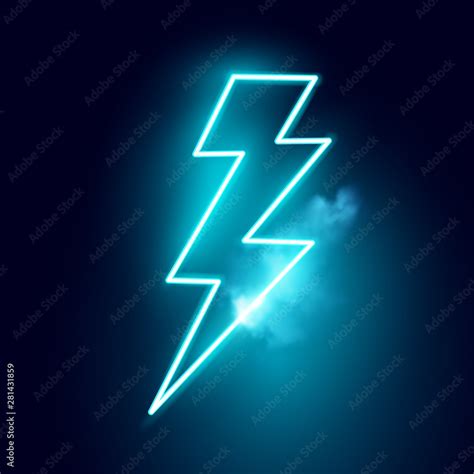 A blue neon electric lightning bolt vector sign. Stock Vector | Adobe Stock