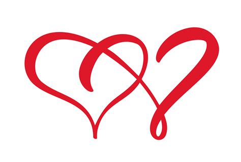 Two love heart signs. Romantic. Vector illustration icon symbol - join passion and wedding ...