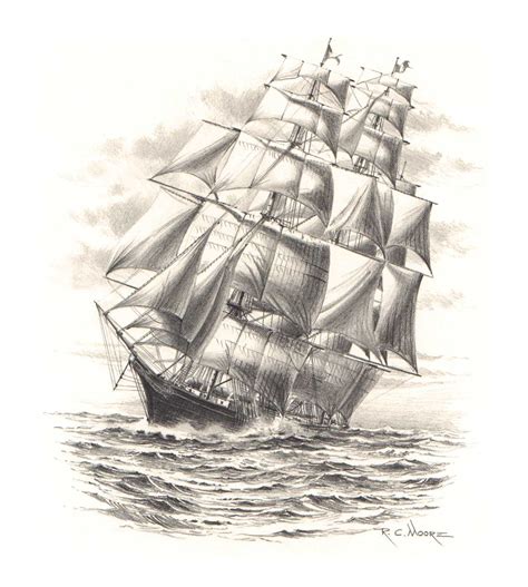 Pencil Sketches of Sailing Ships