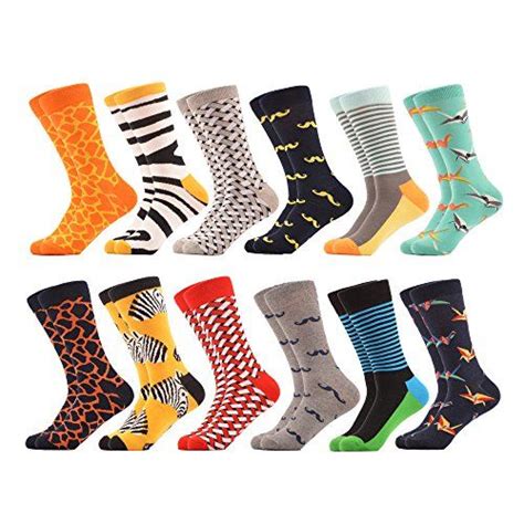 Men's Colorful Novelty Patterned Casual Crew Socks 12 Packs | Socks ...