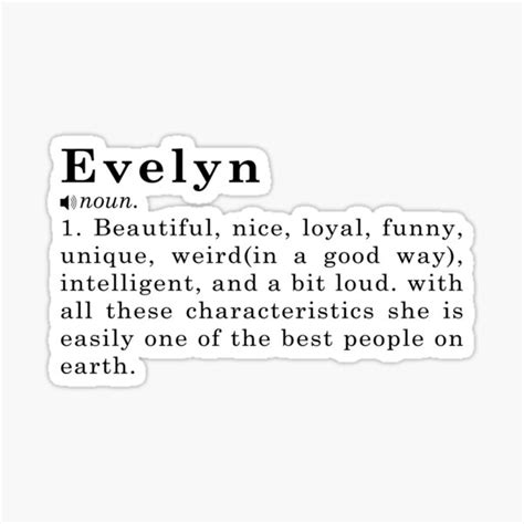 "Evelyn Name Definition Meaning" Sticker for Sale by peachyline | Redbubble