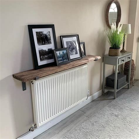 Radiator shelf, diy radiator shelf, radiator cover, hallway inspiration, scaffold shelf ...