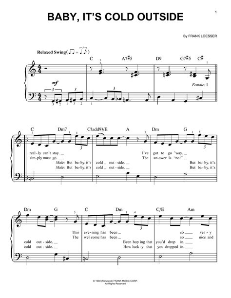 Baby, It's Cold Outside sheet music by Frank Loesser (Easy Piano – 173424)