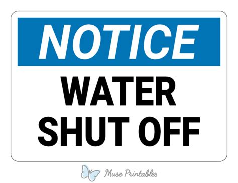 Printable Water Shut Off Notice Sign