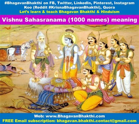 Vishnu Sahasranama (1000 names) meaning - Bhagavan Bhakthi (Hinduism)