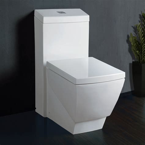 Woodbridge T-0020 white Modern Square Design Dual Flush Elongated One ...