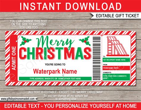 Water Park Ticket Printable