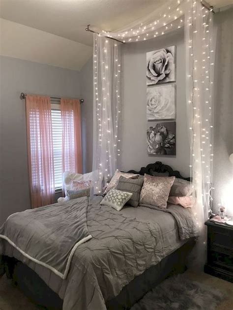 Sheer curtains and fairy lights canopy over bed #bedroom #decor | Home ...