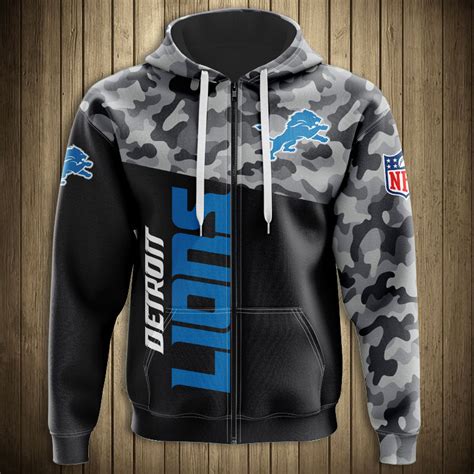 Detroit Lions Military Hoodies 3D Sweatshirt Long Sleeve New Season -Jack sport shop