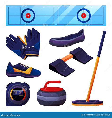 Set of Curling Equipment and Sports Accessories Stock Vector ...