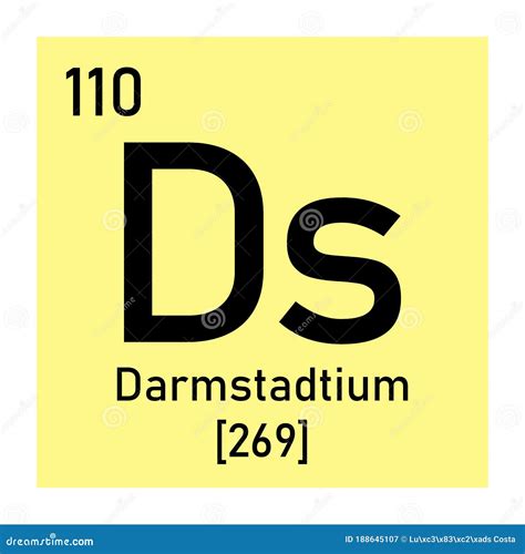 Darmstadtium Ds Chemical Element. Darmstadtium Sign With Atomic Number. Chemical 110 Element Of ...