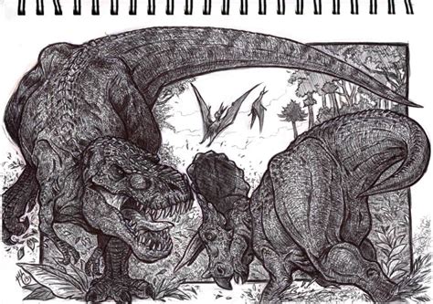 Dino fight by jglillustration on DeviantArt