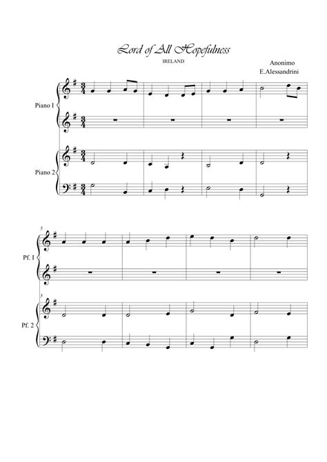 Lord of all hopefulness. Piano 4 hands (arr. Ester Alessandrini) Sheet ...