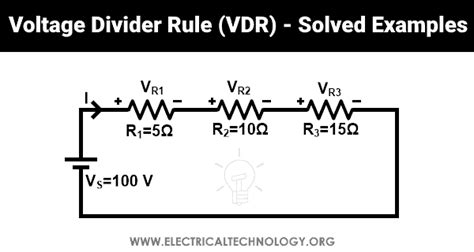 Voltage Divider Rule (VDR) - Examples for R, L & C Circuits