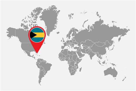 Pin map with Bahamas flag on world map. Vector illustration. 8177210 ...