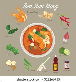 Tom Yum Kung Thai Food Ingredients Stock Vector (Royalty Free) 322266755 | Shutterstock