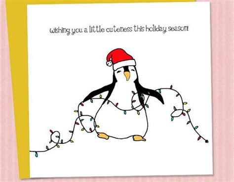 Cute Christmas Card Penguin with lights christmas by danaspaperie. Holiday cards | Kerst